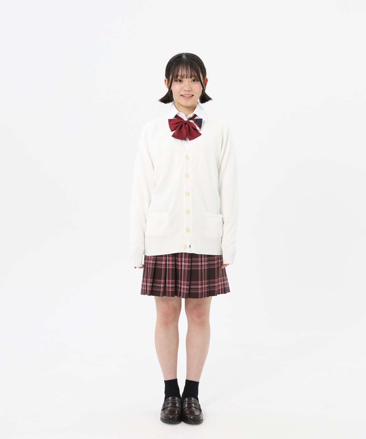 W63〕スカート ブラウン×ピンク｜制服 学生服 セーラー服