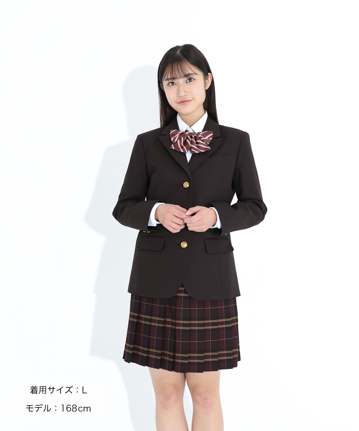 〔M〕ブレザー4点セット　3つ釦ブラウンブレザー×ワインスカート
