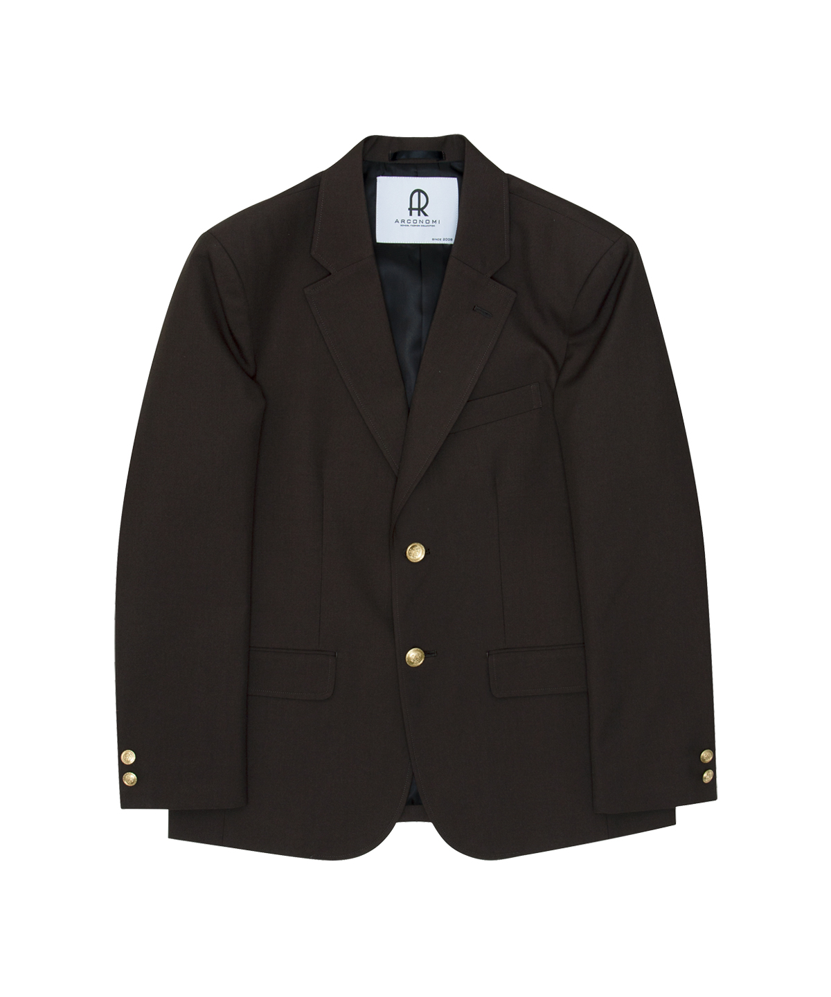 L〕メンズブレザー4点 2つ釦ブラウンブレザー×グレーパンツ｜制服 学生