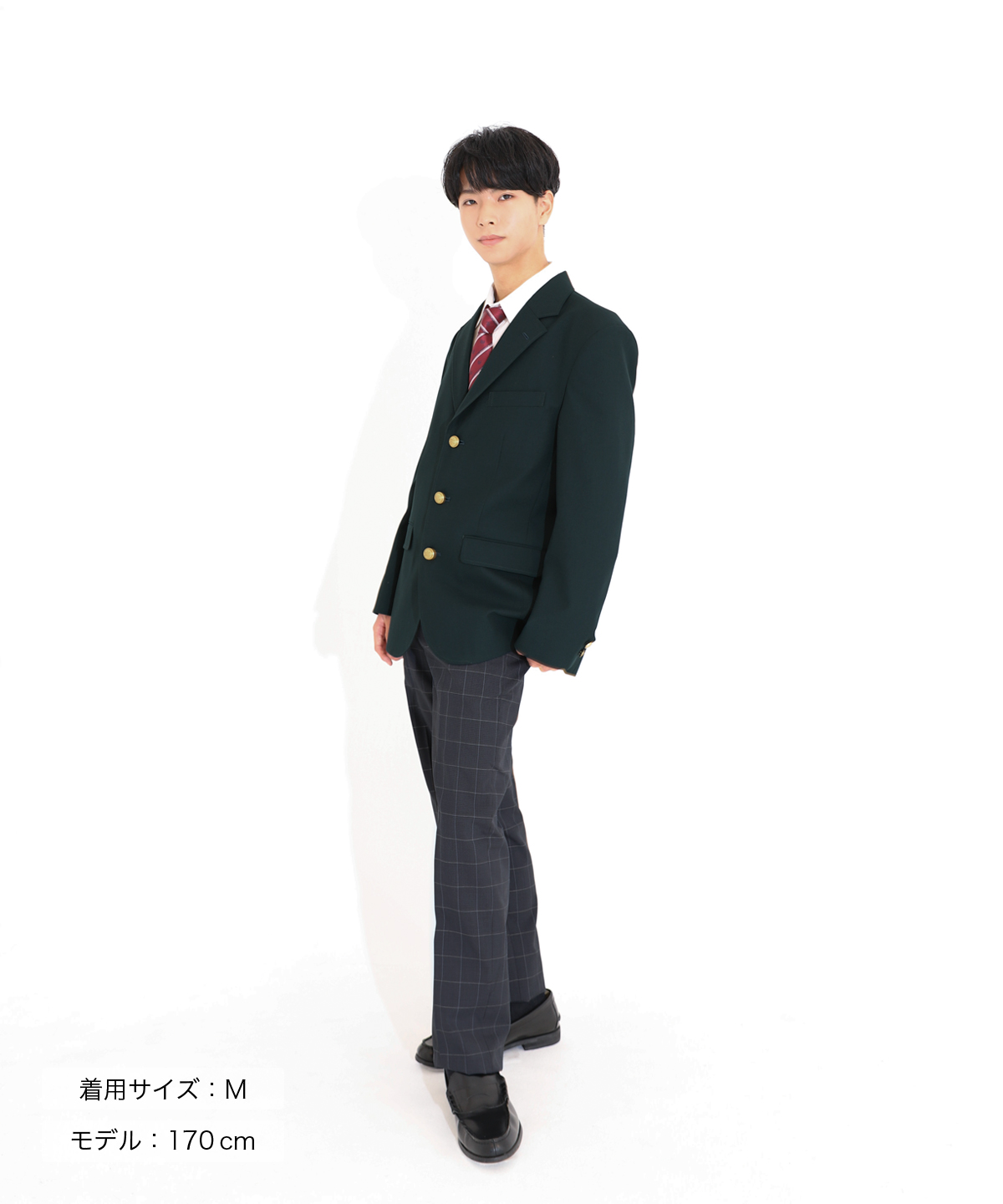 M〕メンズ3つ釦ブレザー グリーン｜制服 学生服 セーラー服レンタル